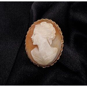 Rare Find Vintage 1960's-1970's INC Signed 12k Gold-Filled Natural Shell Cameo